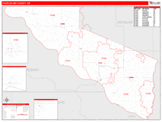 Charles Mix County, SD Digital Map Red Line Style